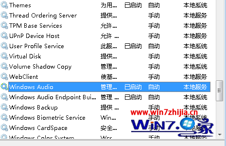 win7系统电脑无声音喇叭图标上显示The Audio Service is not running的解决方法